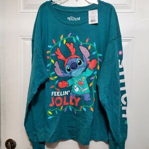 Stitch Feelin' Jolly Women's Long Sleeve Shirt size XL